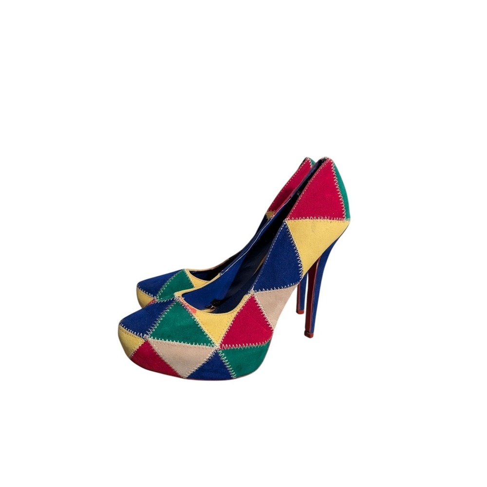 Vintage shiekh Patchwork Stiletto Heel 1.5" Platform Toe Shoes 9